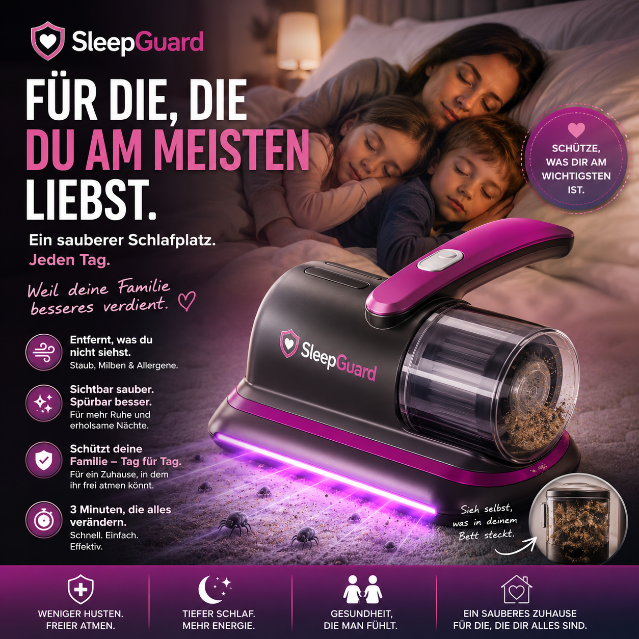 SleepGuard™ Pro - Schütze jeden Atemzug deiner Familie – Nacht für Nacht.