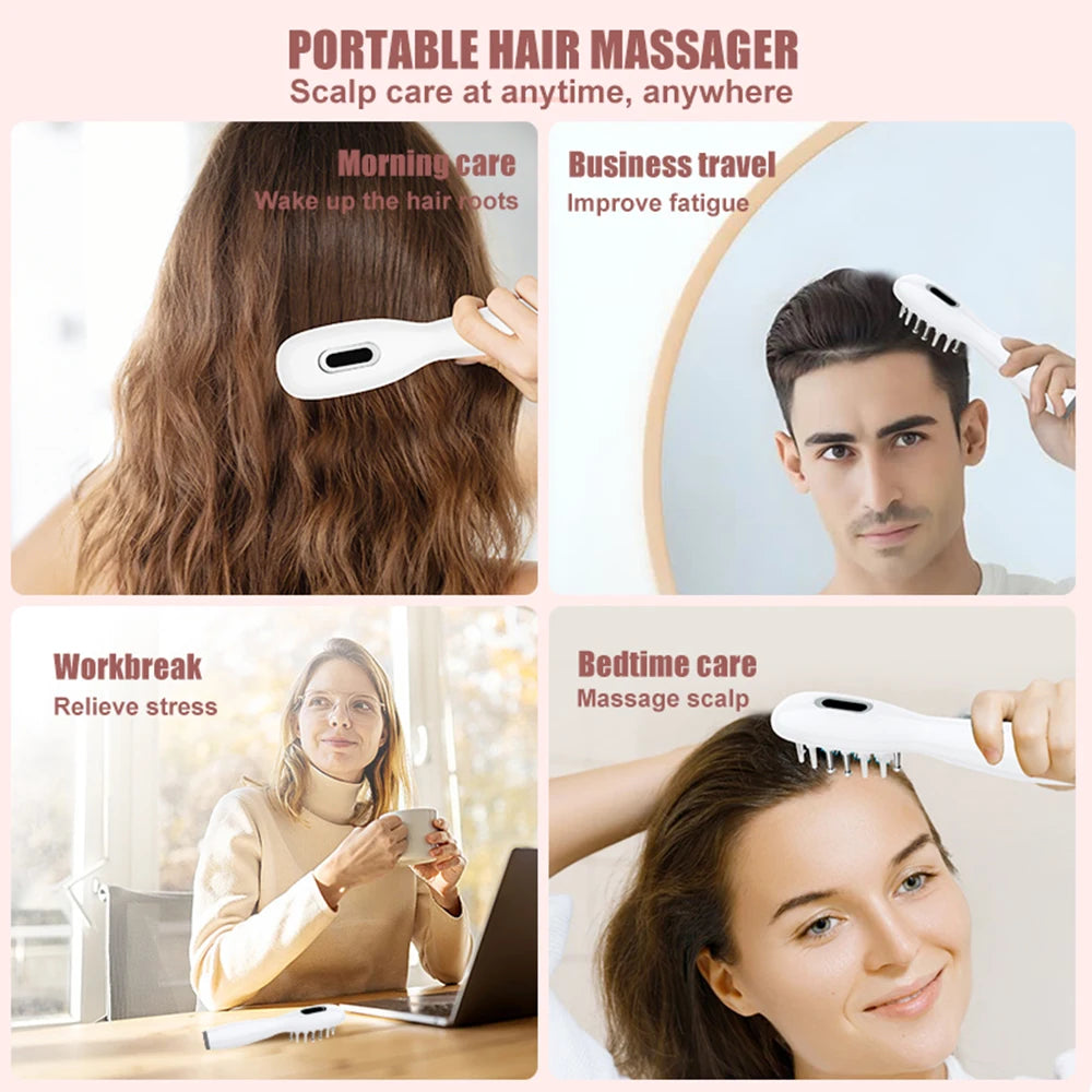 Elektrischer Haarwachstumskamm, Ölapplikator, rot, blau, LED, Vibrationskopf, Massagebürste, Kamm, EMS, stimuliert die Kopfhaut, Anti-Haarausfall